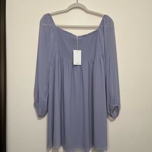 Wilfred Aritzia Sorbet Lavish Lavender Size L Chiffon Long Sleeve Mini Dress